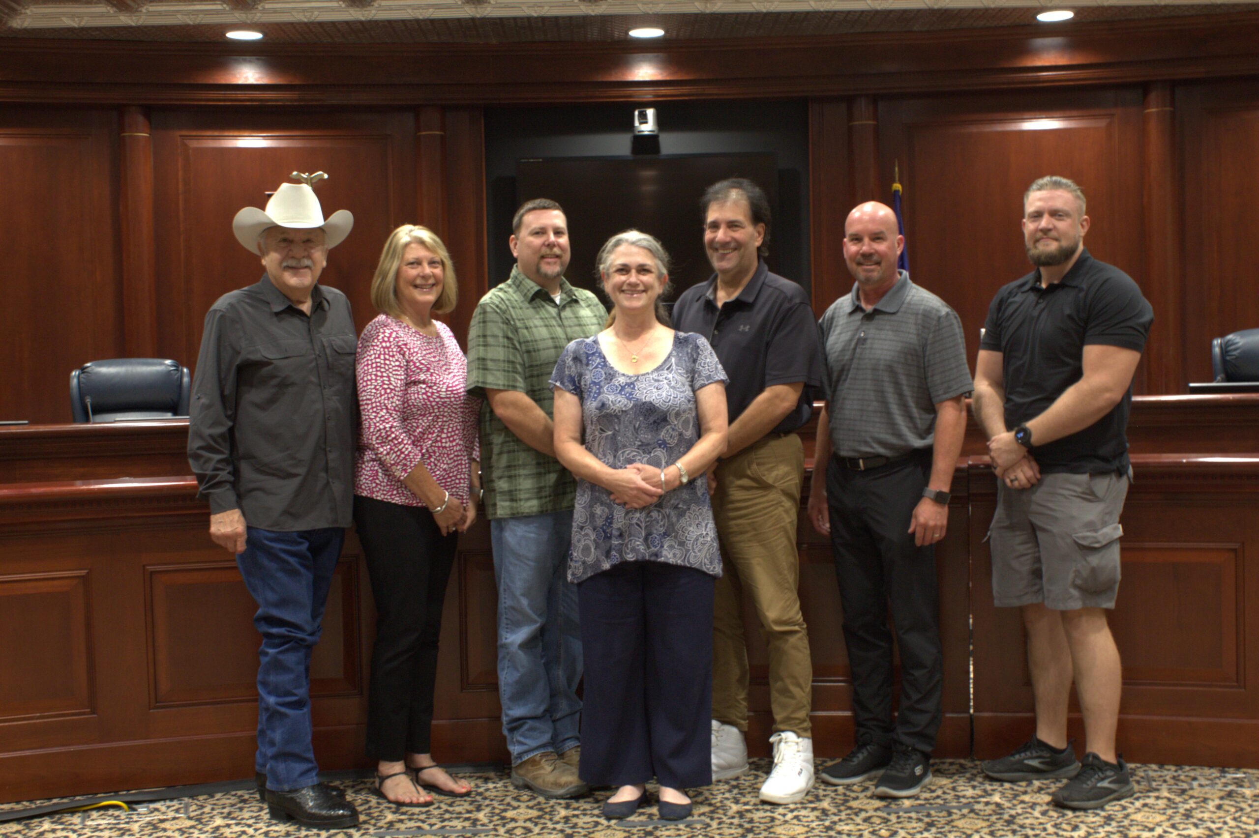 A photo of left to right: Judge Ron Massingill, Mayor Pro-Tem of Cresson Lisa Clement, Joe Drew, Michelle McKenzie, Chuck Licata, Mark Franco, Zak Monroe